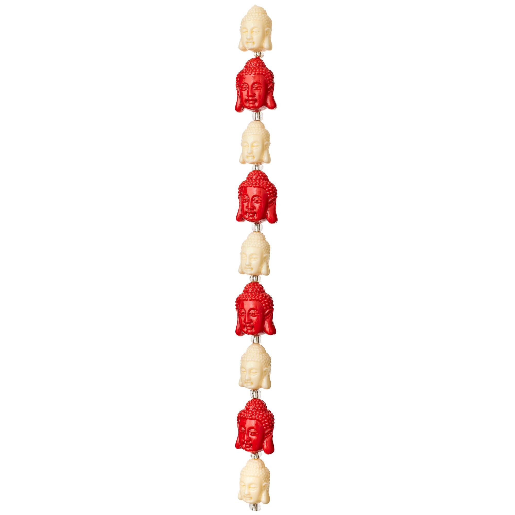 Red & White Reconstituted Stone Siddhartha Beads, 15mm by Bead Landing™